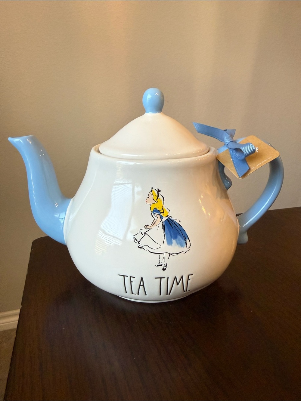 Ceramic Rae Dunn Disney Alice in Wonderland "Tea Time" Teapot NEW